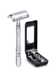 1Razor 1 Blade 1 Case Handleiding Skeer Set Men039S Razor Double Edge veiligheid Razor Zink Alloy Classic Razors7994440