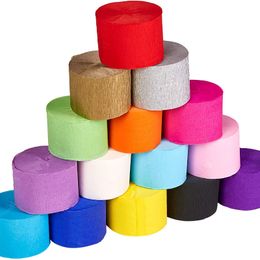 1 Roll 4,5 cm*25 meter crêpe papieren streamers tissue papier roll bloem vaartuig maken verjaardag bruiloft feest achtergrond diy decoratie