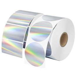 1roll Laser Cirkel Thermisch Sticker Label Zelfklevend Vierkant Direct Thermisch Label voor DIY Ontwerp Naamplaatje Label Papier 240229