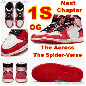 1s over het spidervers volgende hoofdstuk Basketbalschoenen High OG Mens Dames University Red Black White Sneakers Origin Story Lost en gevonden gefokte trainers met doos