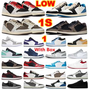 1S Low Olive basketbalschoenen met kanariegeel fragment 1 TS Reverse Mokka Zwart Phantom Midnight Navy Ice Cream Guava All Star White Wolf Grey Shadow Sneakers met doos