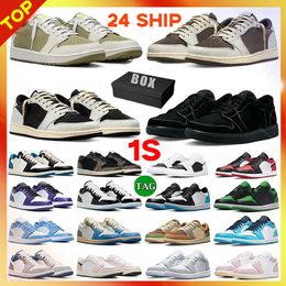 1s Low Basketbalschoenen Jumpman 1 Lows Sneakers Panda Fragment Design Designreverse Olijf Zwart Phantom Bred Toe UNC Wolf Grijs True Blue Heren Outdoor Sport DHgate 2024