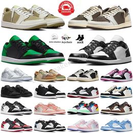 Outdoor 1s laag Herenschoenen Jumpman 1 Basketbalschoenen Reverse Mokka Zwart Phantom Golf Olive UNC Bred Toe Shadow Retros Dames Fragment Sneakers Trainers maat 13