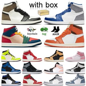 1S Heren Nieuwe Jump Man High OG Basketball schoenen 1 met doos zeester gefokt Patent Dark Mochas Denim True Blue Lost en Found Womens Sneakers Sports