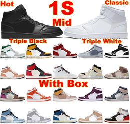 1S Mid Black Triple White 1 Basketbalschoenen OG High Satin Snake Sneakers Games Handgemaakt Pastel Koolstofvezel Syracuse Heat Reactive Crimson Tint Toe Bred Trainers