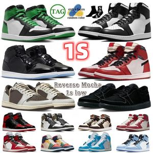 1S Olive 2024 Chaussures de basket-ball 1S Low Black Phantom Reverse Moka Mid Space Jam 11s 1s Lucky Green Panda 4s Thunder baskets