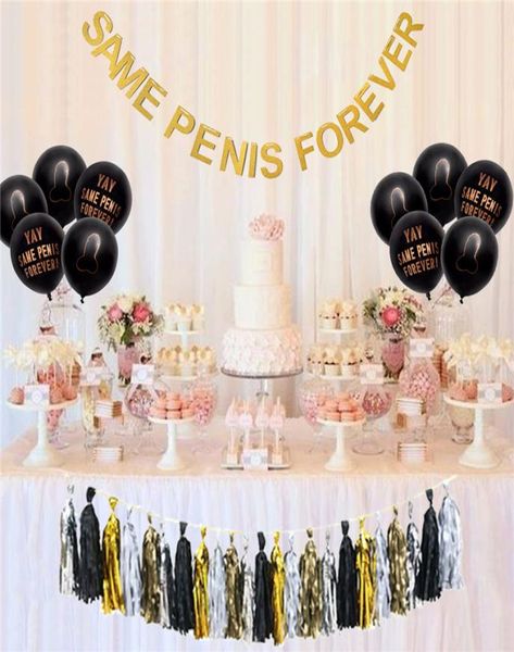 1 ensemble 10 pièces même pénis pour toujours bannière papier glands équipe mariée ballon décor de mariage douche nuptiale guirlande fête mariage Decors7255742