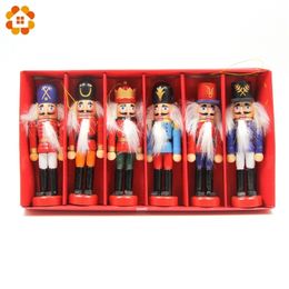 1 Set 12cm Houten Notenkraker Puppet Zakka Creatieve Desktop Decoratie Kerst Ornamenten Tekening Walnuts Soldaten Band Dolls 211104