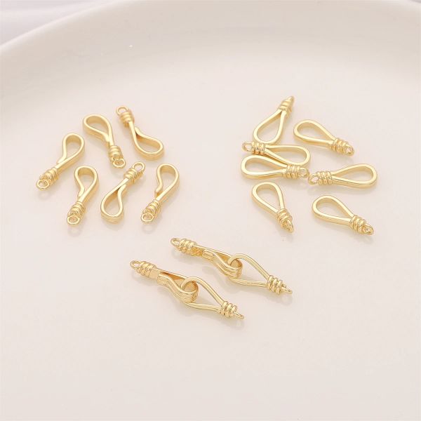 1 set de 14k joyas de latón chapadas chapas en el broche de gancho de pescado para joyas para pulseras de collar que fabrican accesorios