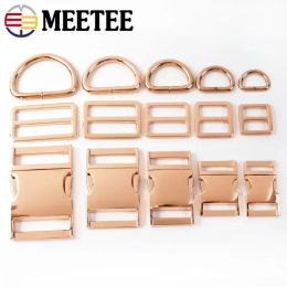 1Set 15-38 mm Correos de bolsas Hebillas de metal de metal Hebilla de liberación rápida D Anillo tri de planeo Ajuste de deslizamiento Belt Bindo de perrito Accesorios de bricolaje