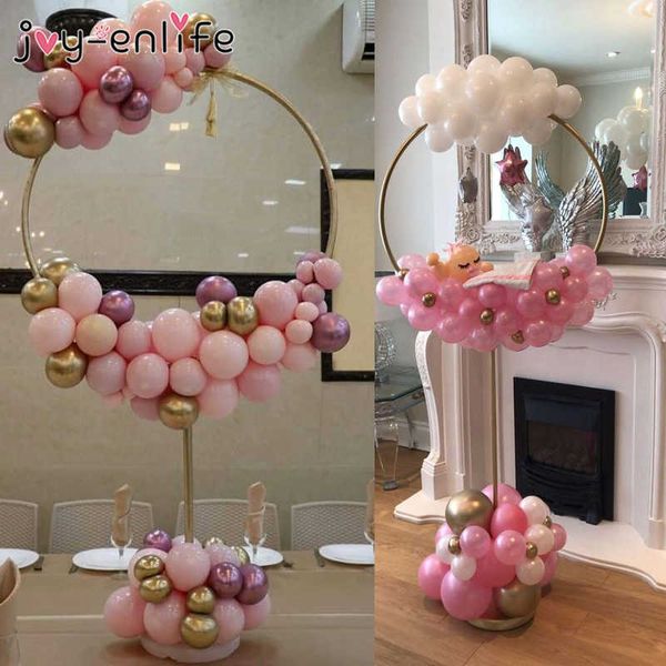 1set 163x69cm large cercle ballon colonne base et poteaux en plastique ballon arc décorations de mariage anniversaire événement fête fournitures 210626