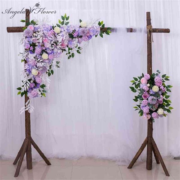 1set 1M mur de fleurs artificielles décor d'arche de mariage toile de fond route plomb arrangement floral pièce maîtresse rangée pompon pivoine rose 210706