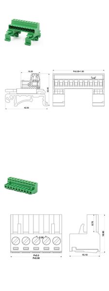 1set 2-12pin 2edg-ukr-5.08 mm Terminal de rail Pitch de 5,08 mm de borne de borne de borne de borne