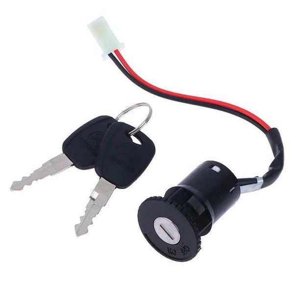 1 Juego de interruptor de encendido de 2 cables con 2 llaves de bloqueo de encendido y apagado para Scooter Eléctrico ATV bicicletas de bolsillo motocicleta ATV Quad Bike