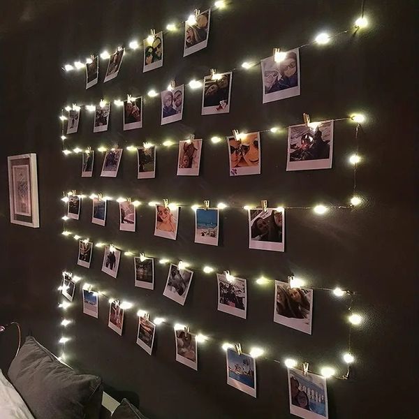 1set, 20 LED Photo String Light, USB Patterred Fairy Light, Clip Light String, Hanging Pictures, Bedroom Wall Decor, Wedding Birthday Party décoration de Noël.