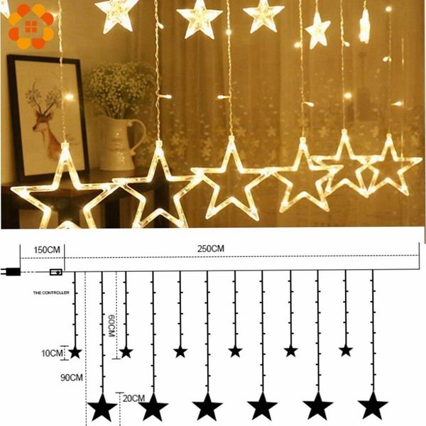 1set 3 styles Ramadan StarMoon AC 220V LED Garland Rideau String Lights EID Mubarak Décoration de mariage Fournitures de fête d'anniversaire 201204