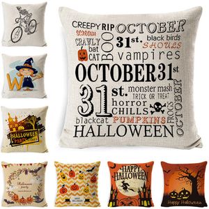 1set-4pcs Coussin / Housse de coussin décorative Halloween Coussins Case New Home Linen Housse de canapé Personnalisable Motif Logo Cadeau promotionnel citrouille sorcière ZL1122