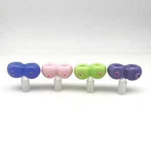 1set 4 stks glas met grote borsten schuifkom 14 mm mannelijk gewricht roken bongwaterpijp roken