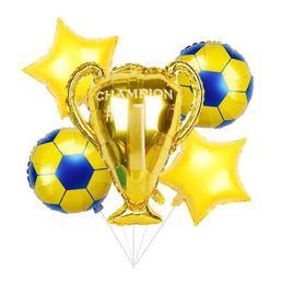 1 ensemble de ballons en papier d'aluminium trophée d'or étoile thème de Football événement Festival événement gagnant ballons à hélium décorations de chambre d'enfants 7956508