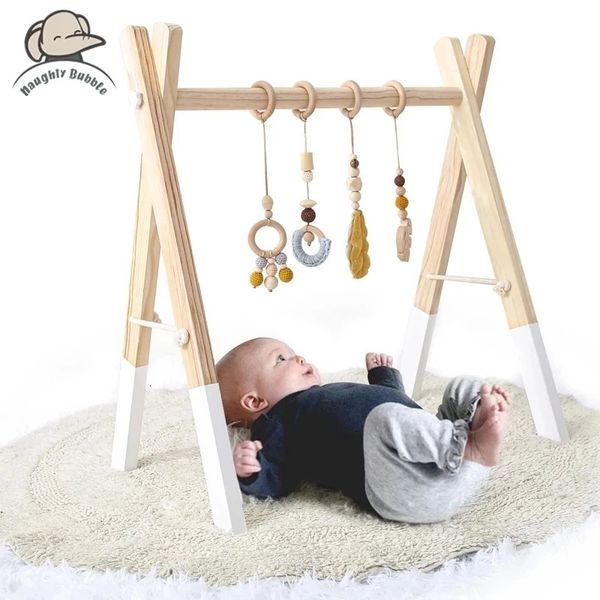 1set Baby Fitness Frames Gym Mobile Suspension Room Decoration Born Activity Accessories Wooden Toys 240408