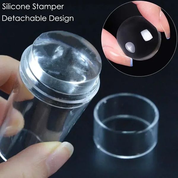 1Set Big Square Transparent Nail Art Stamper Stamper Imagen de imagen Herramienta de impresión Manicure Diy con Capfor Manicure Placa de imagen