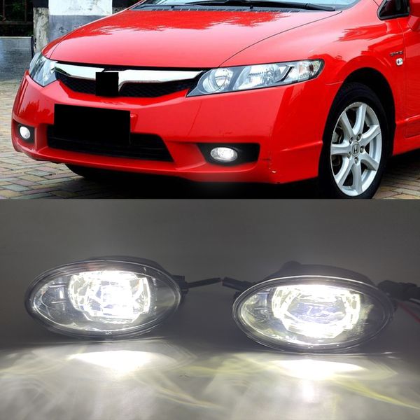 1set Car LED DRL Luz de luz de funcionamiento diurna Luz de niebla para Honda Jazz FIT 2012-2014 para Civic 2009-2015 para Accord 2008-2013 FOG Lamp