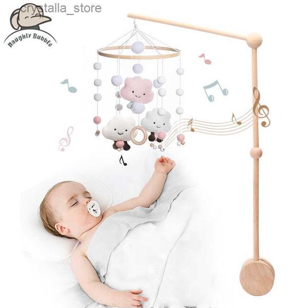 1 Set Bande Dessinée Cloches De Lit En Bois pour Enfants Assemblage Hochets Support Nouveau-Né Bébé Jouets Infant Berceau Mobile Lit Cloche Bébé Accessoires L230518