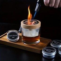 1set Cocktail Smoker Kit - 4 Smaken Houtchips Infuser voor Whiskey, Cocktail, Wijn, Vlees en Kaas - Perfect cadeau voor mannen Whiskyliefhebbers