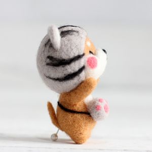 1Set Diy schattig dierenspeelgoed popwol vilt geprikte kitting niet-afgewerkte handcarft wollen viltmateriaal wol vilt diy tas