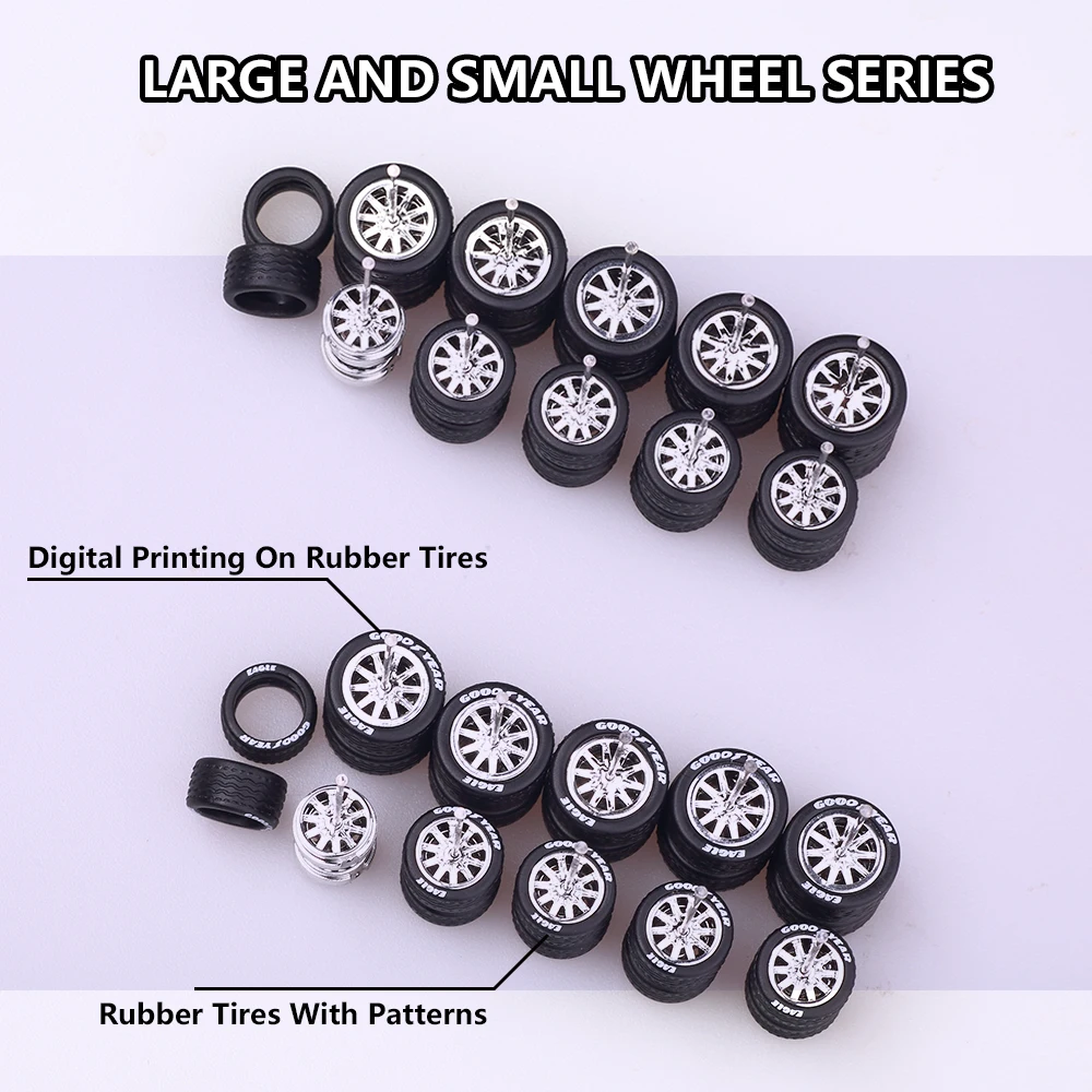 1Set DIY Racing Vehicle Toys 1:64 Autoräder Elektroplattierte Farbe für Hotwheel/Matchbox/Domeka/Minigt