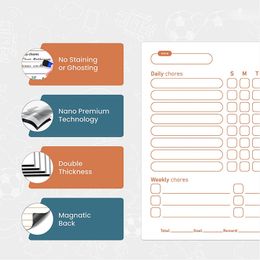 1 ensemble de corvées effaçables à sec pour enfants - 4 PCS Dry Efface Behavior Charts et 6 marqueurs colorés avec effacer, graphique de récompense