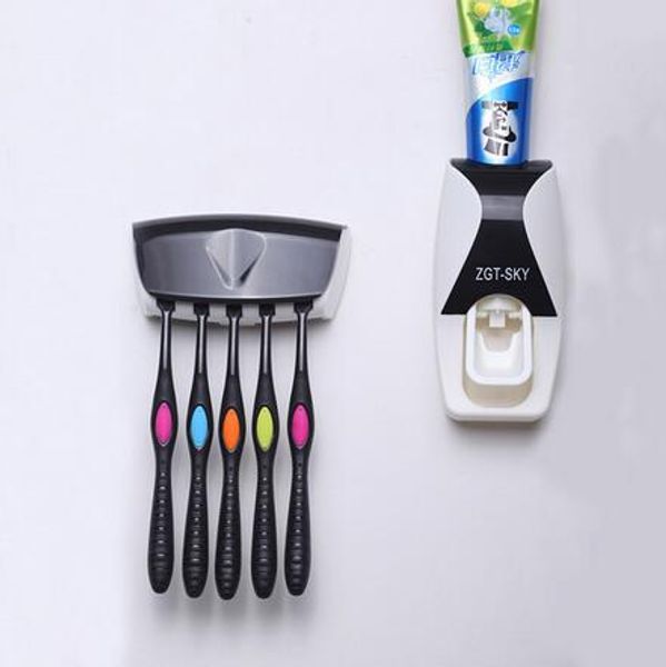 1 ensemble mode distributeur automatique de dentifrice support familial 5 brosse à dents salle de bain ménage support mural outils de salle de bain