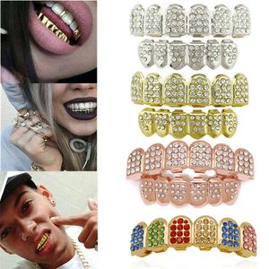 1set Fashion Gold plaqué dents grillz hip hop cool Vampire Vampire Gangsta Fang Tooth Cap Kit Body Bielry Gift Nouveau