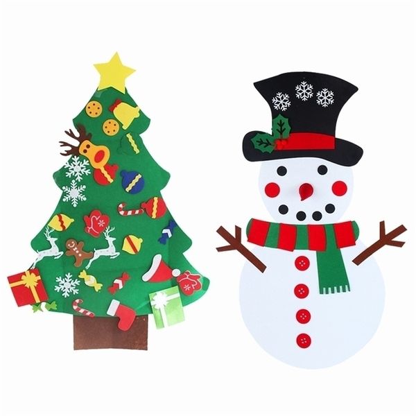 1Set FIENTO Juego de muñeco de nieve de árbol de Navidad para decoraciones para niños Regalo de bricolaje para el año NaviDad Y201020