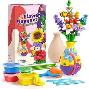 1 ensemble Kit d'artisanat de fleurs pour enfants Bouquet pâte à modeler filles garçons âgés de 6 ans 240124