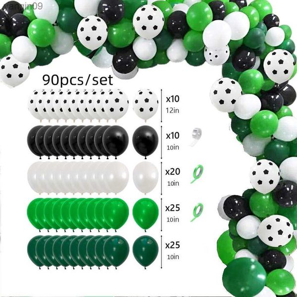 1set Football Ballon Guirlande Arc Kits Vert Latex Hélium Ballons Jour Globos Bébé Décorations De Fête D'anniversaire Adulte L230626