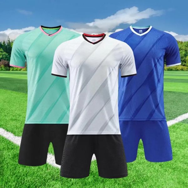 1set traje de fútbol raya multicolor spandex hombres con cuello en v fútbol camisetas de fútbol conjunto ropa deportiva para hombre uniforme de entrenamiento 240307