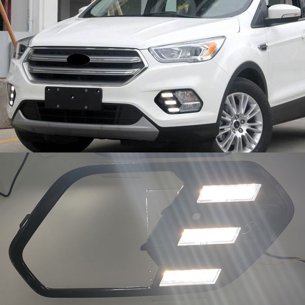 1set pour Ford Escape Kuga 2016 2017 2018 voiture LED LED LUMIÈRE COUVERTURE AVEC LE TURN JAUNE Signal DRL Lampe Day Lampe de brouillard