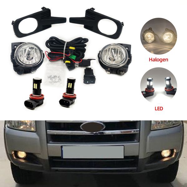 1SET para Ford Ranger 2006 2007 2008 LED FOG LIGHT Halogen FOG Lámpara Bulb Montaje de luz de la luz H11 12V con kit de cableado