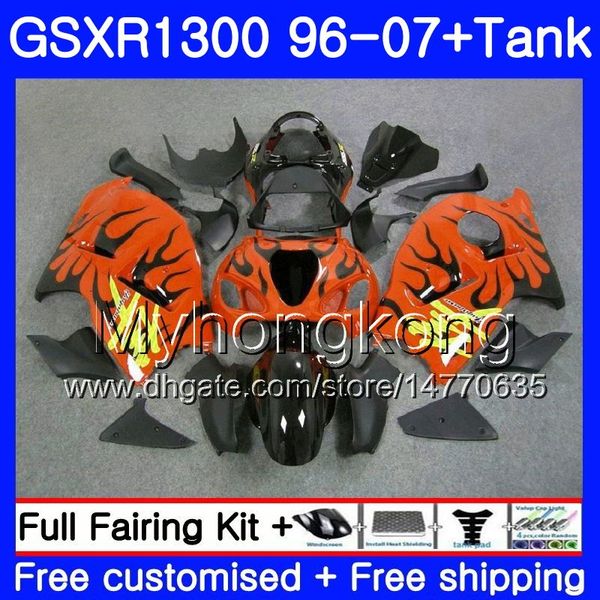 1Set Pour SUZUKI Hayabusa Noir Orange GSXR-1300 03 04 05 2006 2007 333HM.273 GSXR1300 96 GSXR 1300 2002 2003 2004 2005 06 07 Carénage + Réservoir