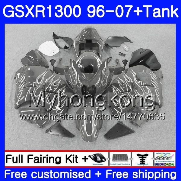 1 Juego para SUZUKI Hayabusa GSXR-1300 03 04 05 2006 2007 333HM.248 GSXR1300 96 GSXR Gris plateado 1300 2002 2003 2004 2005 06 07 Carenado + tanque