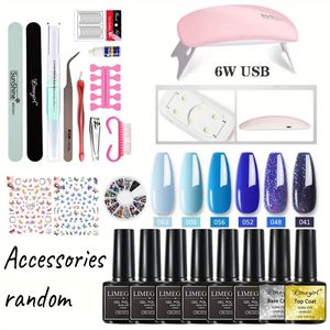 1set, kit de démarreur en vernis à ongles en gel avec lumière U V, outils de manucure à ongles, vernis en gel à 6 couleurs avec lampe à ongles USB 54W, trousse de vernis à ongles en gel de base de base supérieure