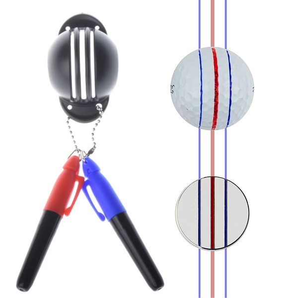 1 ensemble de stylo marqueur Tri-ligne de balle de Golf Kit d'alignement de Golf outil de mise d'alignement de dessin de doublure de balle facile avec 2 stylos de Golf