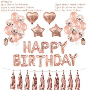 1 set gelukkige verjaardag decoratie ballonnen rose gouden brief folie ballons kinderen volwassen verjaardagsfeest decoraties globos jubileum 210719