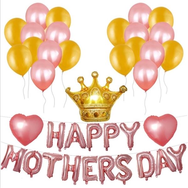 1 ensemble de ballons de fête des mères heureux costume décoration de fête à thème ballon en papier d'aluminium ballon de fête de fête des mères heureux Y0622