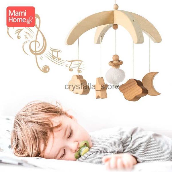 1set inspen baby bell forma luna soporte de madera star luna cama colgando juguetes de viento decoración cuna regalo HKD230817