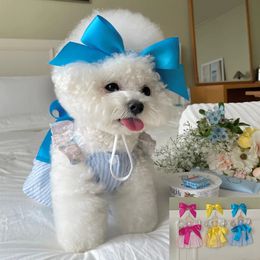 1set Ins Summer Vacation Style Bow Tie courte Mini jupe Jupe Pet Vêtements Dog Robe Robe pour Small Chihuahua 240402