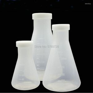 1 ensemble de flacons coniques en plastique Erlenmeyer de laboratoire avec bouchon à vis comprenant 100 ml 250 ml 500 ml chaque pièce