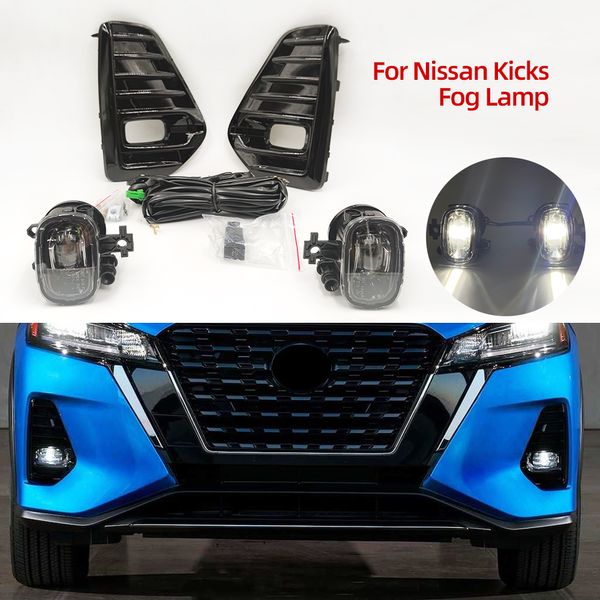 1 Lámpara de niebla LED de ajuste para patadas Nissan 2021 2022 Fogle Flowlight Lámpara de conducción Tapa de la parrilla del marco del bisel de alambre del alambre del alambre del alambre