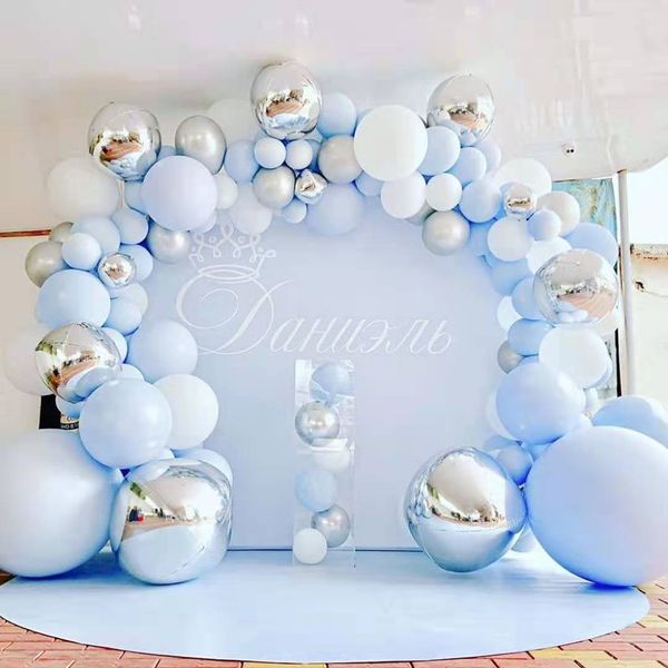 Ensemble de ballons Macaron bleu océan, 1 ensemble, table ronde, colonne flottante, décoration de fête d'anniversaire et de mariage